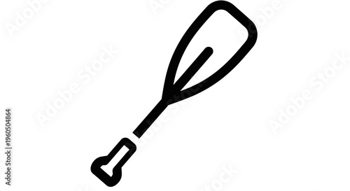 Paddle Icon Outline Drawing, Stand Up Paddleboard Equipment, Water Sports Gear