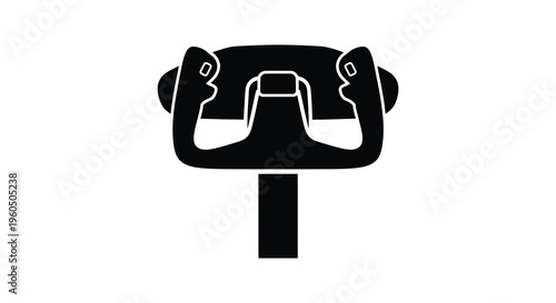 A stark black silhouette of an aircraft control stick likely from a cockpit appears isolated on white background silhouette