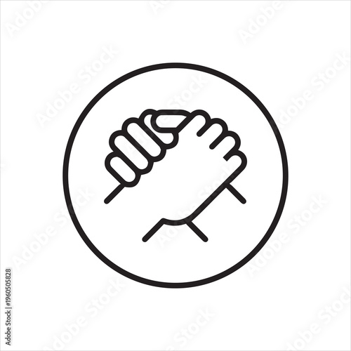 Black flat icon gesture hand of a human greeting, armwrestling