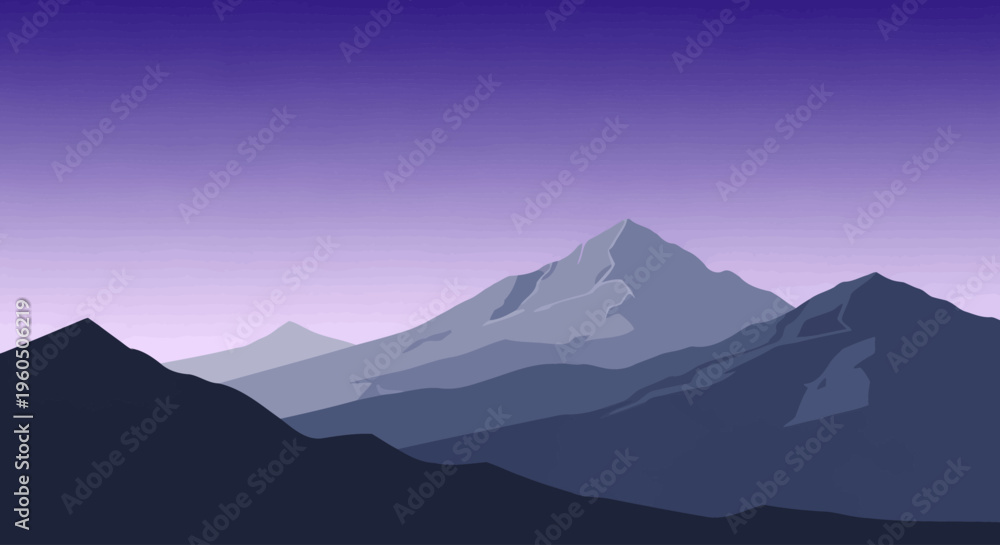 Fototapeta premium Mountain Range Landscape Silhouette Purple.