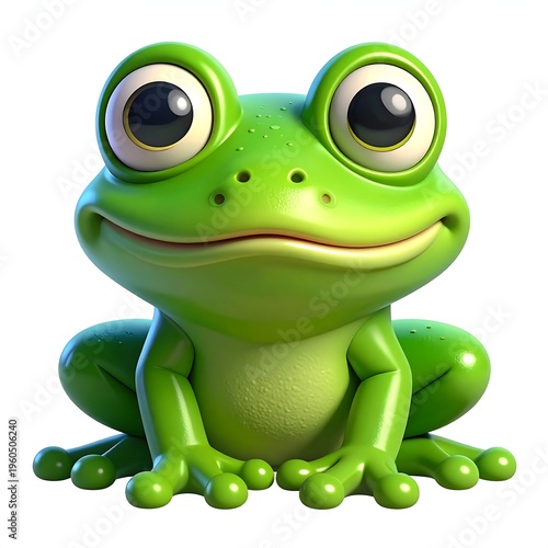 A green cartoon frog with large eyes and a cheerful expression (1)
