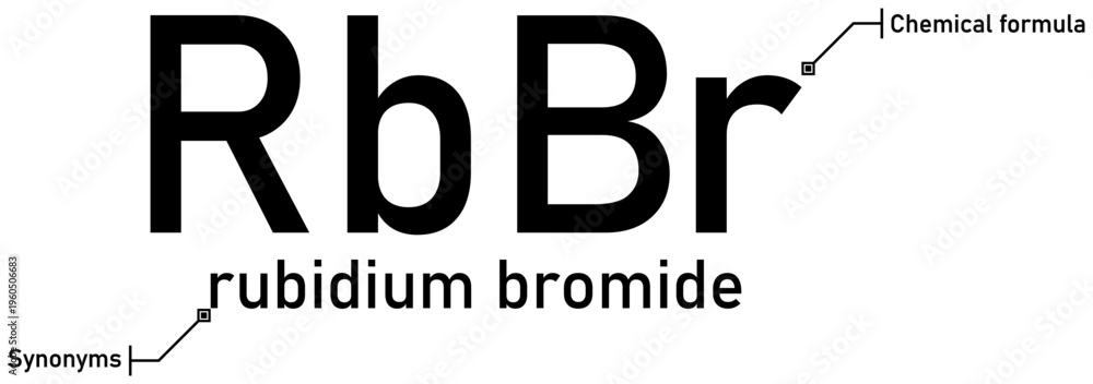 Obraz premium Rubidium bromide chemical formula with callout titles