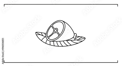 Stylized Meat Cut on Leaf Icon