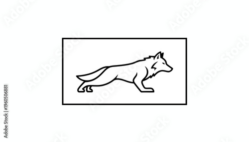 Stylized Wolf Silhouette Running, Minimalist Line Art, Vector Graphic