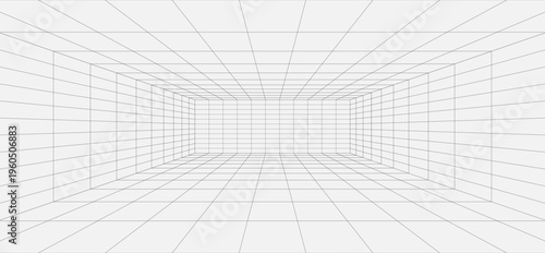 Perspective grid background 3d Vector illustration. Interior design Model projection background template. Line one point perspective. eps10