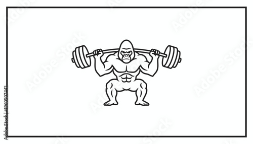 Strong Gorilla Lifting Weights Barbell Gym Workout Fitness Muscular Bodybuilder