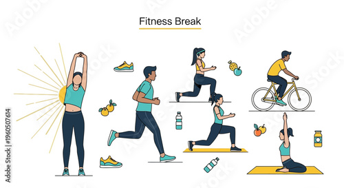 Diverse People Exercising and Staying Fit with Sports and Yoga