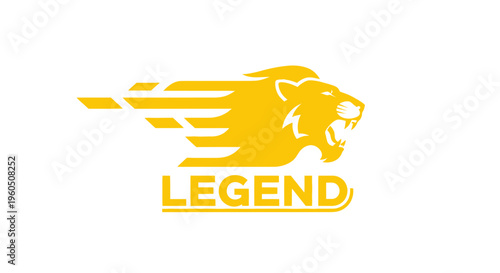 Roaring Lion Legend Logo, Speeding Animal Silhouette, Abstract Motion Graphic