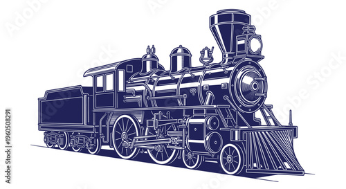 Vintage Steam Locomotive Illustration