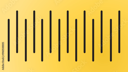 Abstract yellow gradient background featuring vertical black lines for creative bar code concept