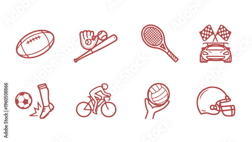 Vector icons of outdoor sports and recreational activities.