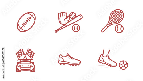 Clean and modern sports equipment icons in minimal style.