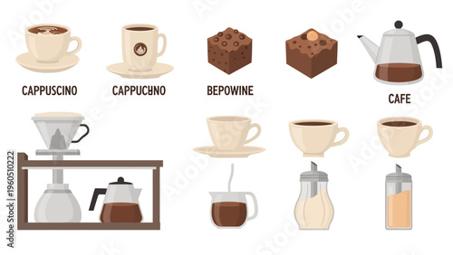 Delicious coffee drinks and baked goods perfect for a cafe or breakfast setting