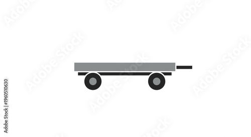 Flat design trailer icon, simple vector illustration of a cargo trailer on white background