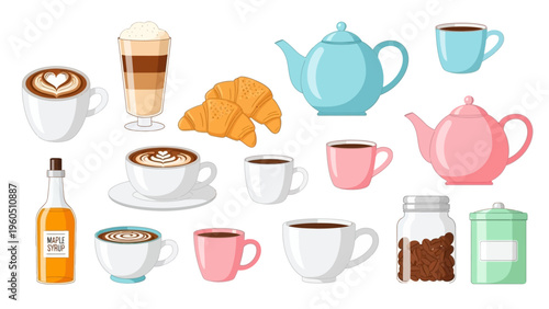 Coffee and tea break with croissants and assorted drinks