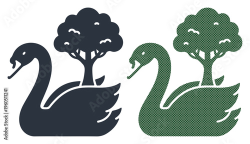 Symbolic representation of nature and growth within a swan silhouette, depicting harmony and balance.