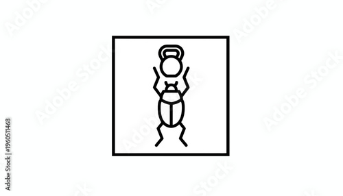 Scarab Beetle with Kettlebell Icon: Ancient Symbolism Meets Modern Fitness