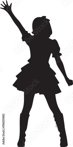 女性のアイドルのシルエットポーズ