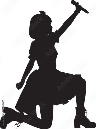 女性のアイドルのシルエットポーズ