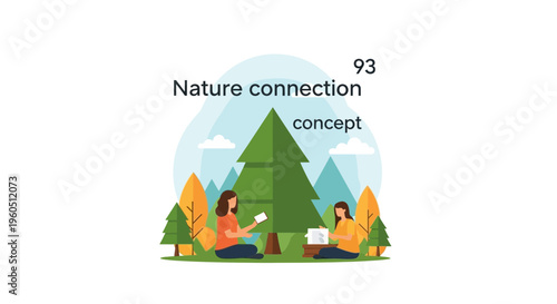 Nature connection concept: two women enjoying outdoor activities in a forest setting
