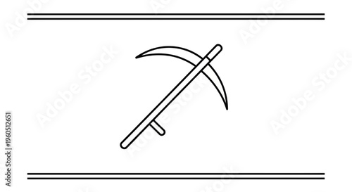 Clean outline drawing of a scythe, an agricultural harvesting hand tool vector illustration