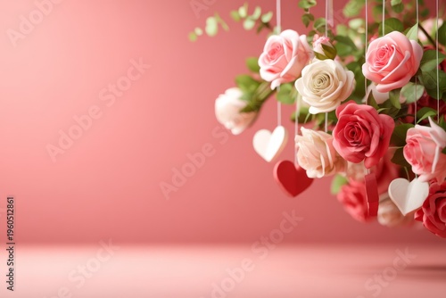 Romantic 3D Display of Sculpted Roses and Hearts for Valentine's Day Celebration