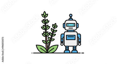 Synergy of artificial intelligence and natural growth depicted in a clean, modern illustration