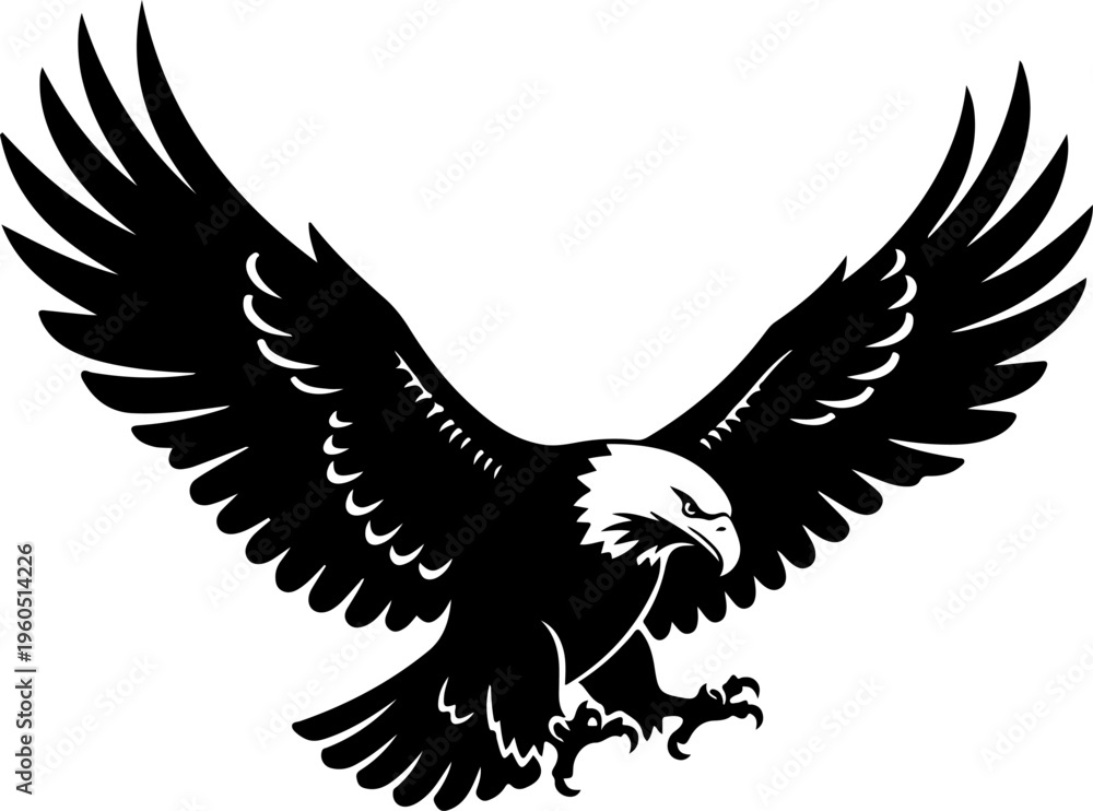 Fototapeta premium eagle in drawing stencil silhouette vector illustration