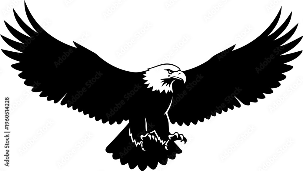 Fototapeta premium eagle in drawing stencil silhouette vector illustration