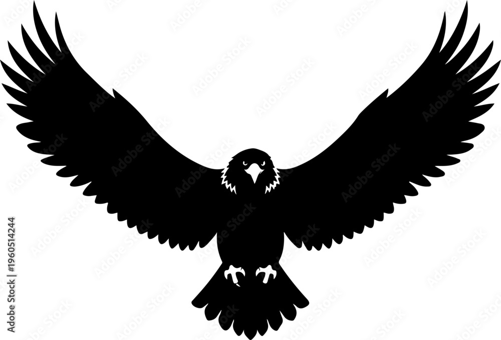 Fototapeta premium eagle in drawing stencil silhouette vector illustration