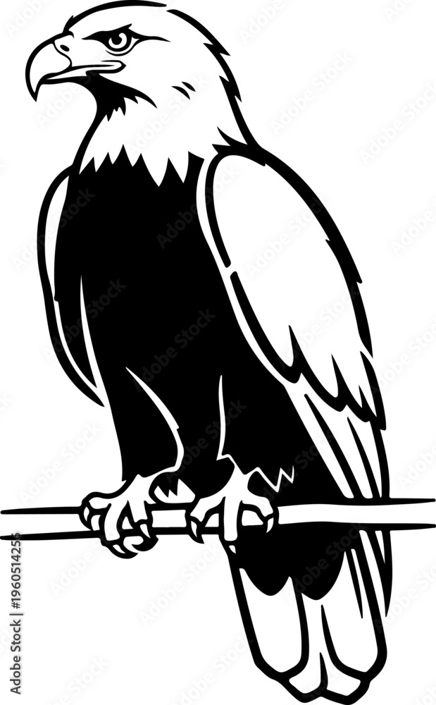 Fototapeta premium eagle in drawing stencil silhouette vector illustration