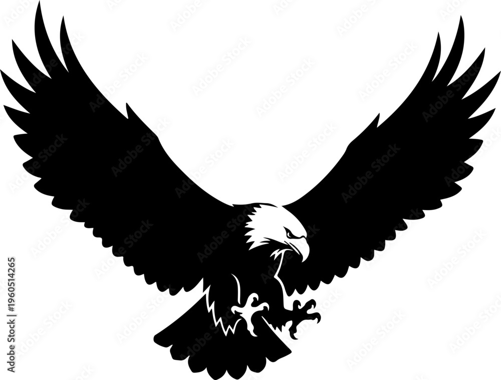 Fototapeta premium eagle in drawing stencil silhouette vector illustration