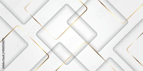 White abstract background with hollow effect and luxurious golden diamond line decoration. Modern and elegant vector design for cover, banner, brochure, certificate. VOL. 5