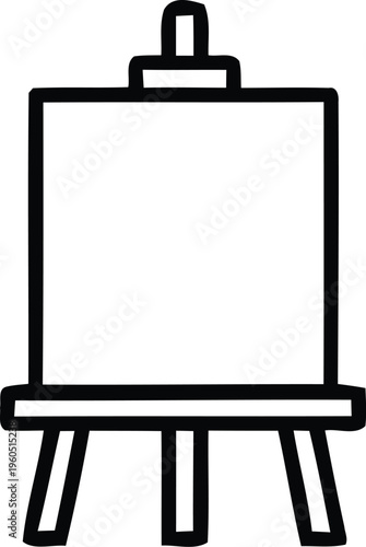 A simple black line drawing of an easel Vector