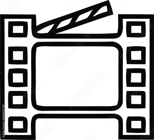 A black and white image of a movie clapperboard Vector