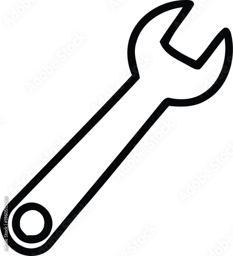A simple black and white drawing of a wrench Vector