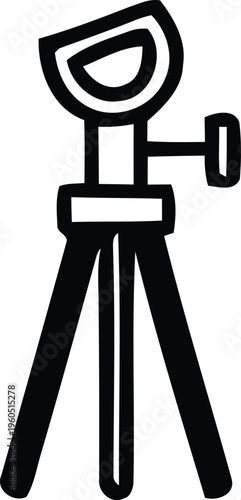 A black and white image of a camera on a tripod Vector
