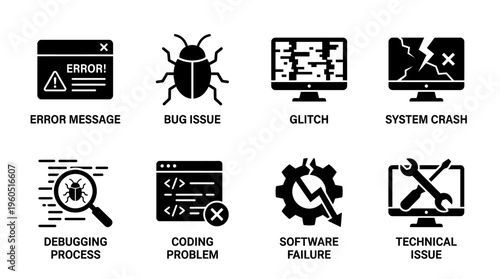 Customer Loyalty Vector Silhouette Icon Set Featuring Losing Customers, Subscription Cancel, Retention Problem, User Exit, Customer Loss, Churn Rate, Business Decline, and Loyalty Issue for Strategy a