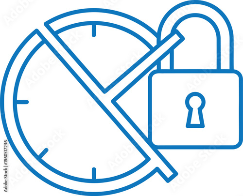 No access allowed icon with clock and padlock