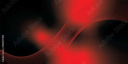 Glowing red and black gradient ribbons rising smoothly from a deep dark base over a grainy textured background with subtle luminous highlights, modern creative banner design