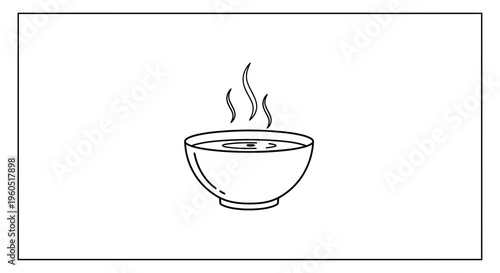 Clean vector artwork showing a warm bowl of soup or drink symbolizing cozy moments and culinary