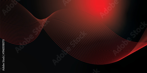 Glowing red and black gradient ribbons rising smoothly from a deep dark base over a grainy textured background with subtle luminous highlights, modern creative banner design