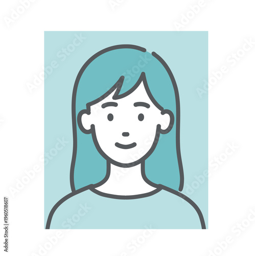 証明写真（顔写真）のイラスト・成人女性（履歴書・本人確認・プロフィール画像）