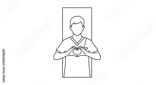 Compassionate caregiver expressing gratitude and support through a hand heart gesture in a