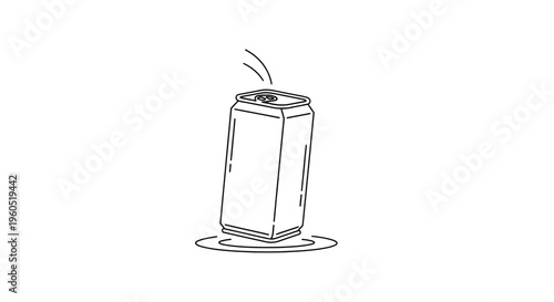 Minimalist line art illustration depicting a refreshing soda can being opened, ideal for drink