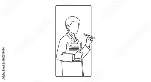 Professional expert presenting data on a clipboard with a pen in hand, ready for important