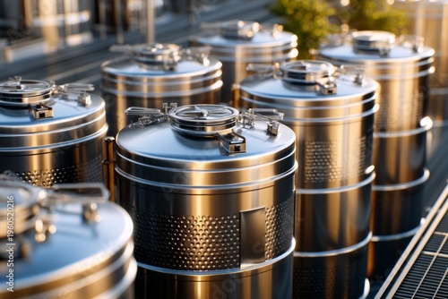 Wallpaper Mural Aerial View of Circular Fermentation Vats in Geometric Arrangement Surrounded by Nature Torontodigital.ca