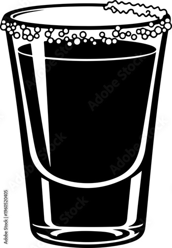 shot glass with a salt rim silhouette vector illustration