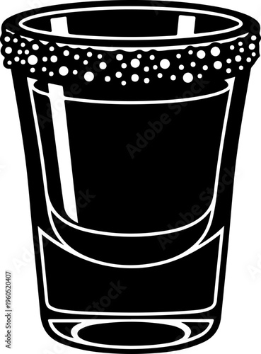 shot glass with a salt rim silhouette vector illustration