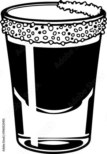 shot glass with a salt rim silhouette vector illustration